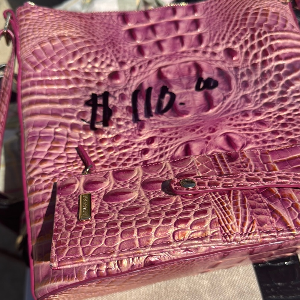 Pink Crocodile Embossed Women's Bag